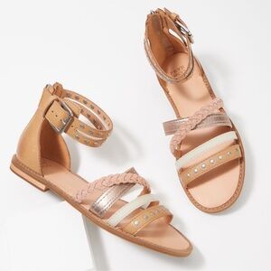 FRYE And CO Sandals Evie Mixed Strap Stud Caramel Multi Size 9.5 Fits like 10